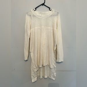 Cream ivory off white egg shell high low side slit boatneck oversized sweater